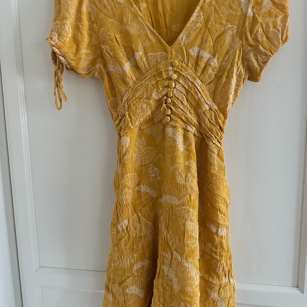 Urban Outfitters Mustard Button-Detail Mini Dress